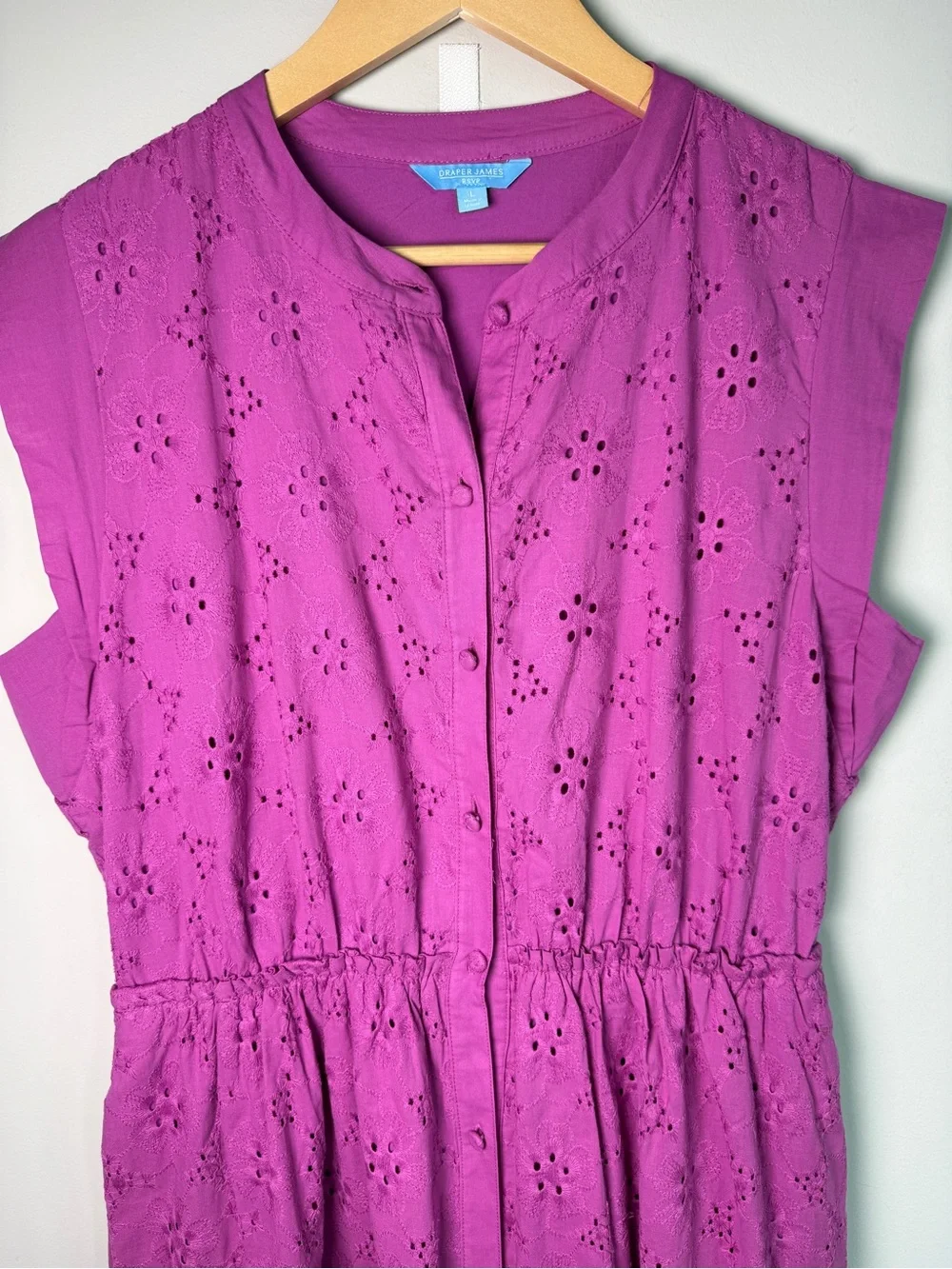 DRAPER JAMES RSVP | Magenta Eyelet Sleeveless Tiered Midi Dress Feminine Sz L